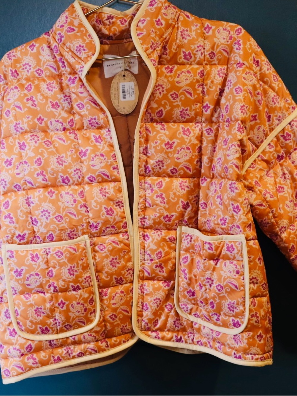 Panache Orange Floral Quilted Puffer Jacket